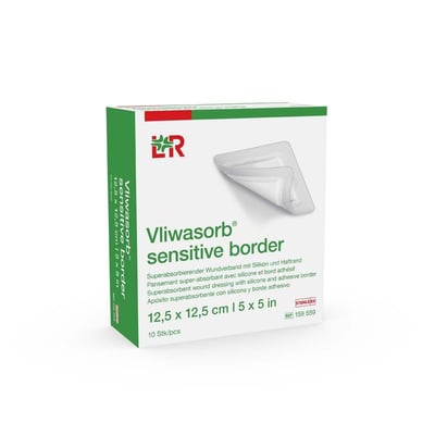 VLIWASORB sensitive bor.12,5x12,5cm superab.Wundv.