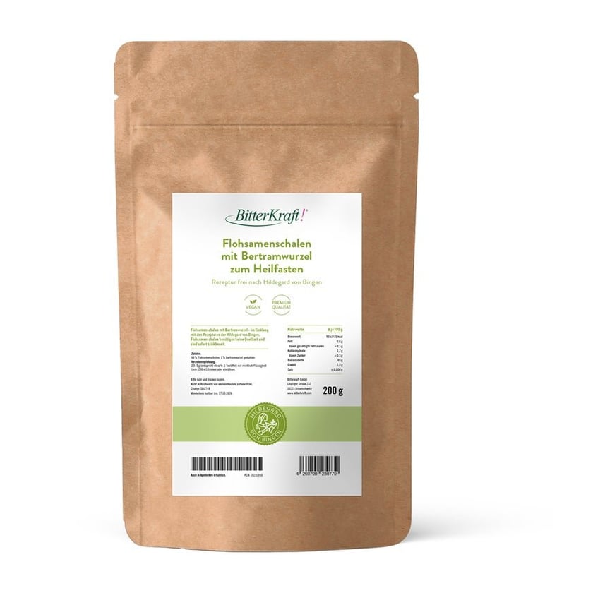 Flohsamenschalen mit Bertramwurzel gemahlen