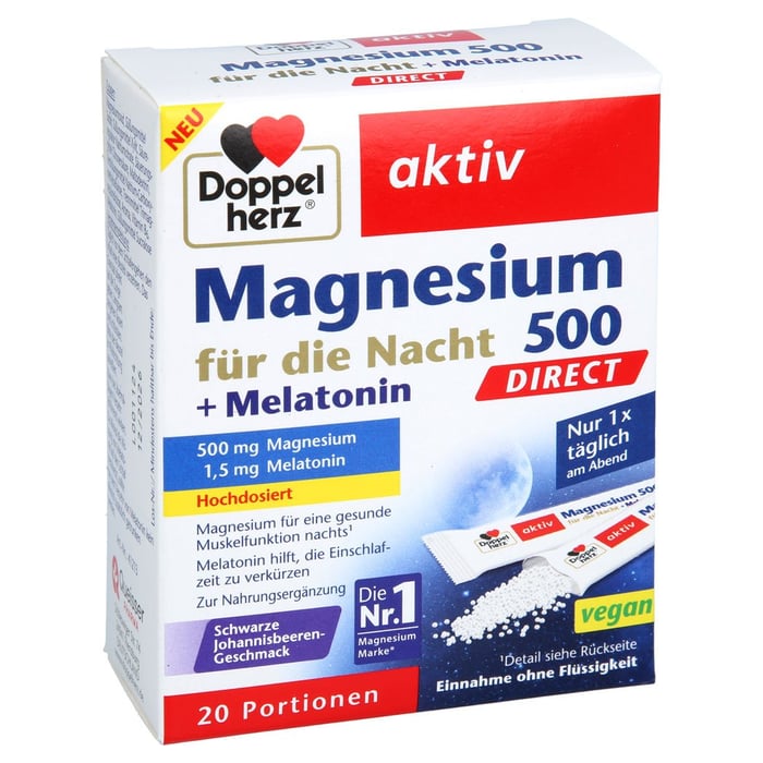 DOPPELHERZ Mag.500 für die Nacht+Melatonin DIRECT