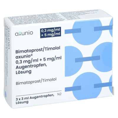Bimatoprost/Timolol axunio 0,3 mg/ml + 5 mg/ml