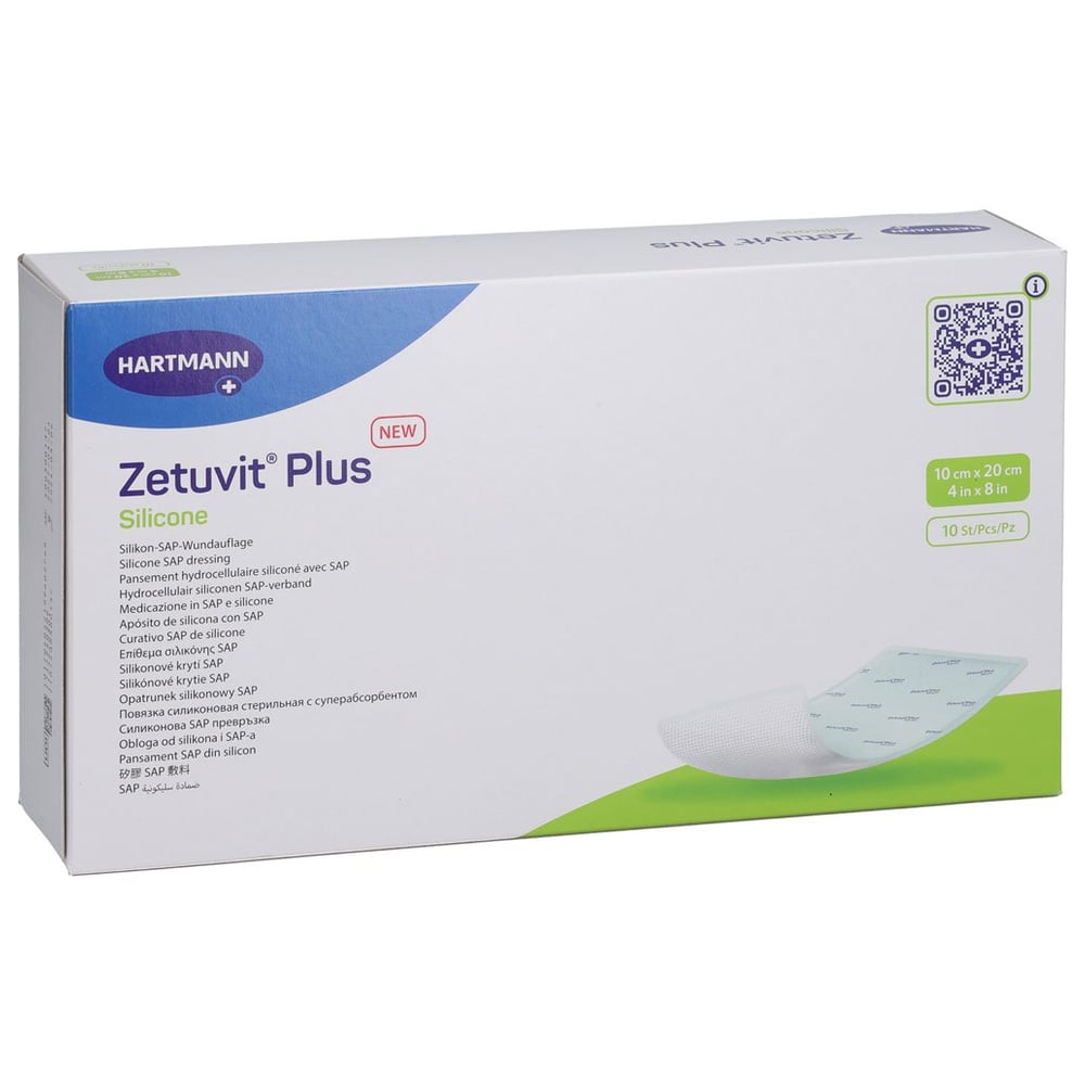 ZETUVIT Plus Silicone steril 10x20 cm