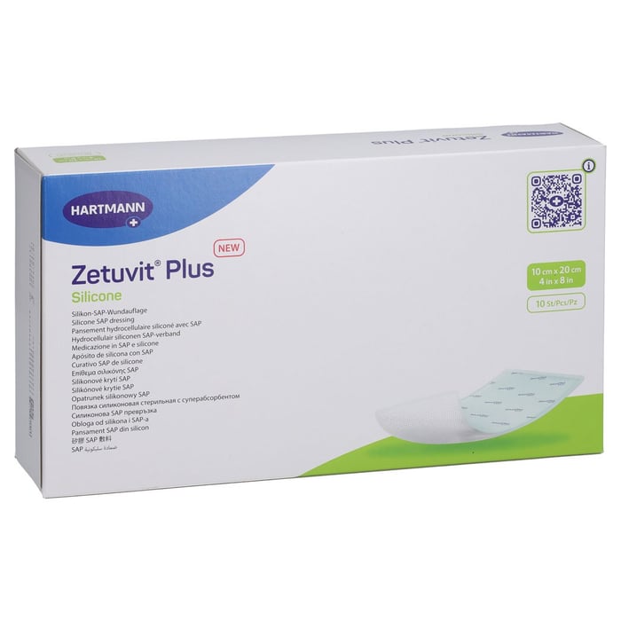 ZETUVIT Plus Silicone steril 10x20 cm