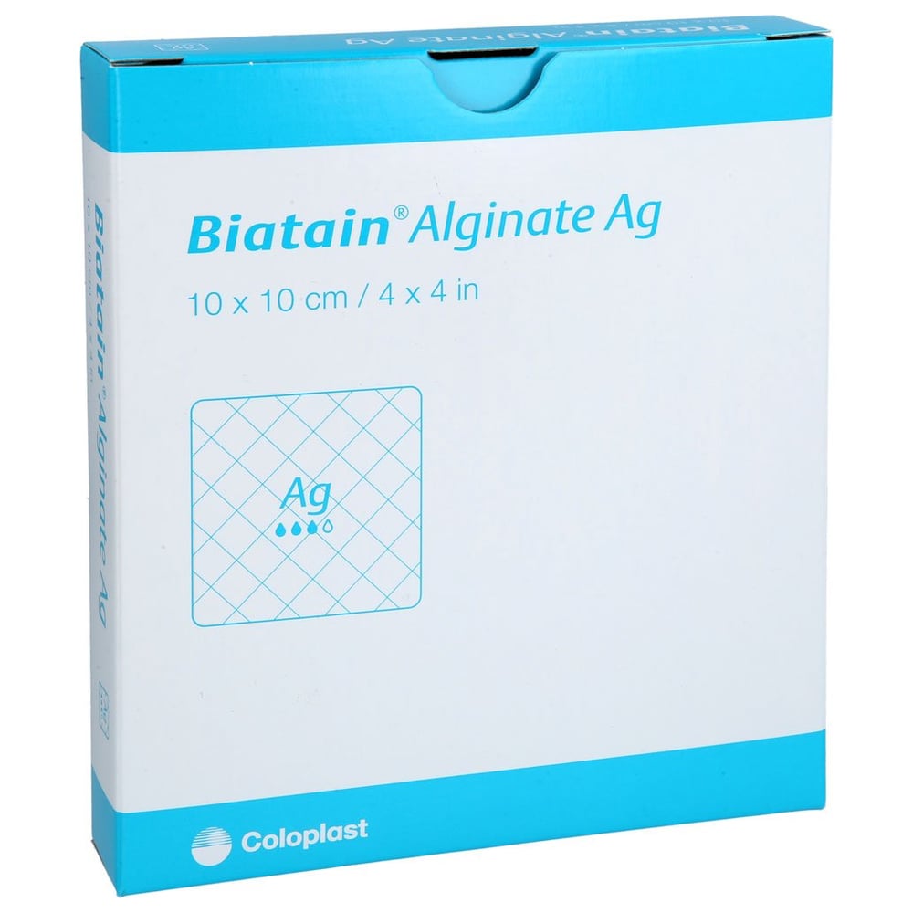 Biatain Alginate Ag Kompressen 10x10 cm mit Silber