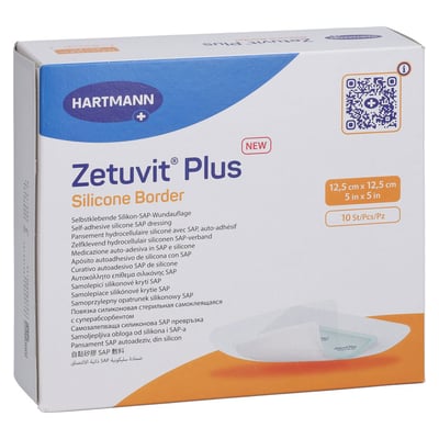 ZETUVIT Plus Silicone Border steril 12,5x12,5 cm