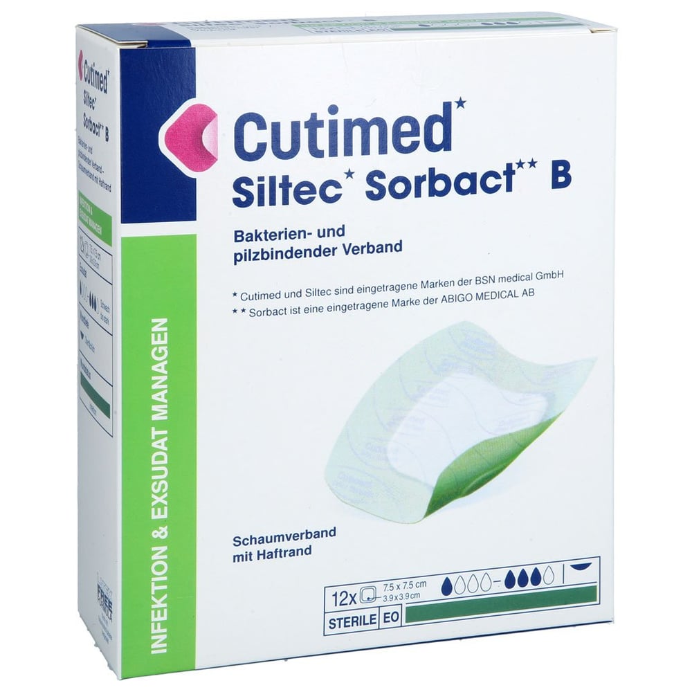Cutimed Siltec Sorbact B PU-Verb.7,5x7,5 cm