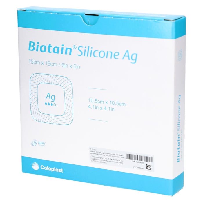 BIATAIN Silicone Ag Schaumverband 15x15 cm