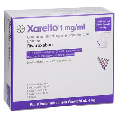Xarelto 1 mg/ml 103,4 mg Granulat zur Herstellung einer Suspension zum Einnehmen
