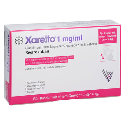 Xarelto 1 mg/ml 51,7 mg Granulat zur Herstellung einer Suspension zum Einnehmen