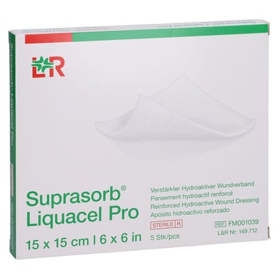 SUPRASORB Liquacel Pro 15x15 cm Kompressen