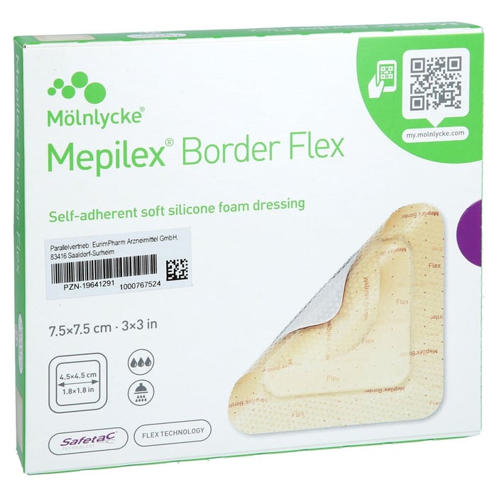 MEPILEX Border Flex Schaumverb.haft.7,5x7,5 cm