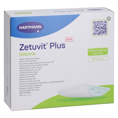 ZETUVIT Plus Silicone steril 12,5x12,5 cm