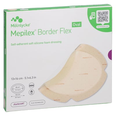 MEPILEX Border Flex Schaumverb.haft.13x16 cm oval