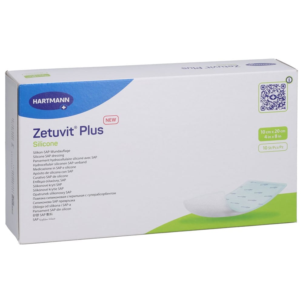 ZETUVIT Plus Silicone steril 10x20 cm