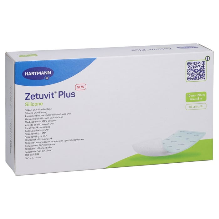 ZETUVIT Plus Silicone steril 10x20 cm