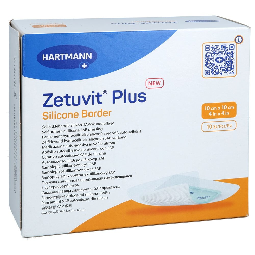 ZETUVIT Plus Silicone Border steril 10x10 cm