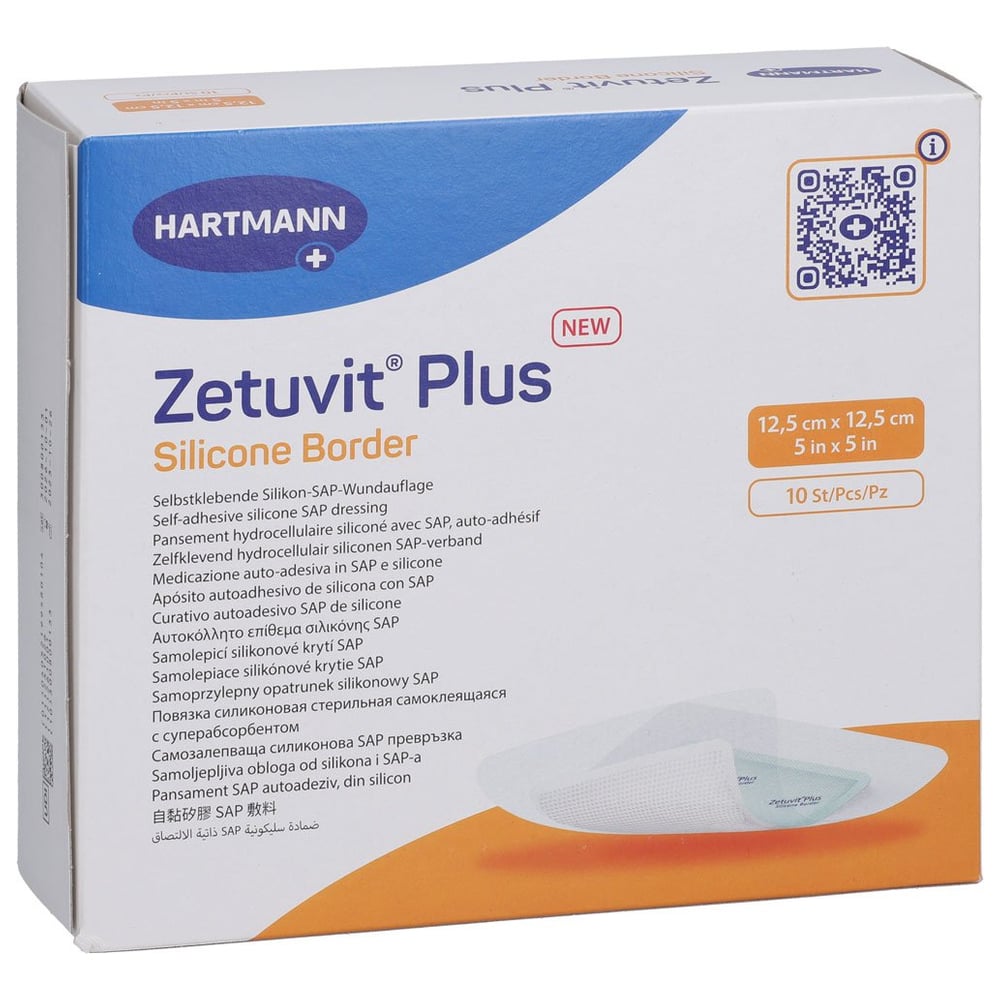 ZETUVIT Plus Silicone Border steril 12,5x12,5 cm