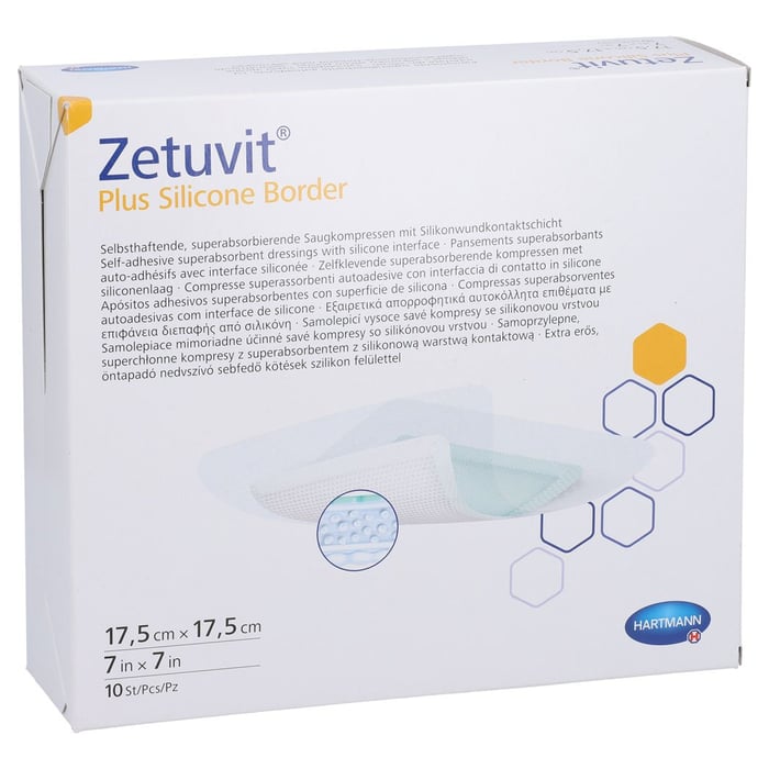 ZETUVIT Plus Silicone Border steril 17,5x17,5 cm