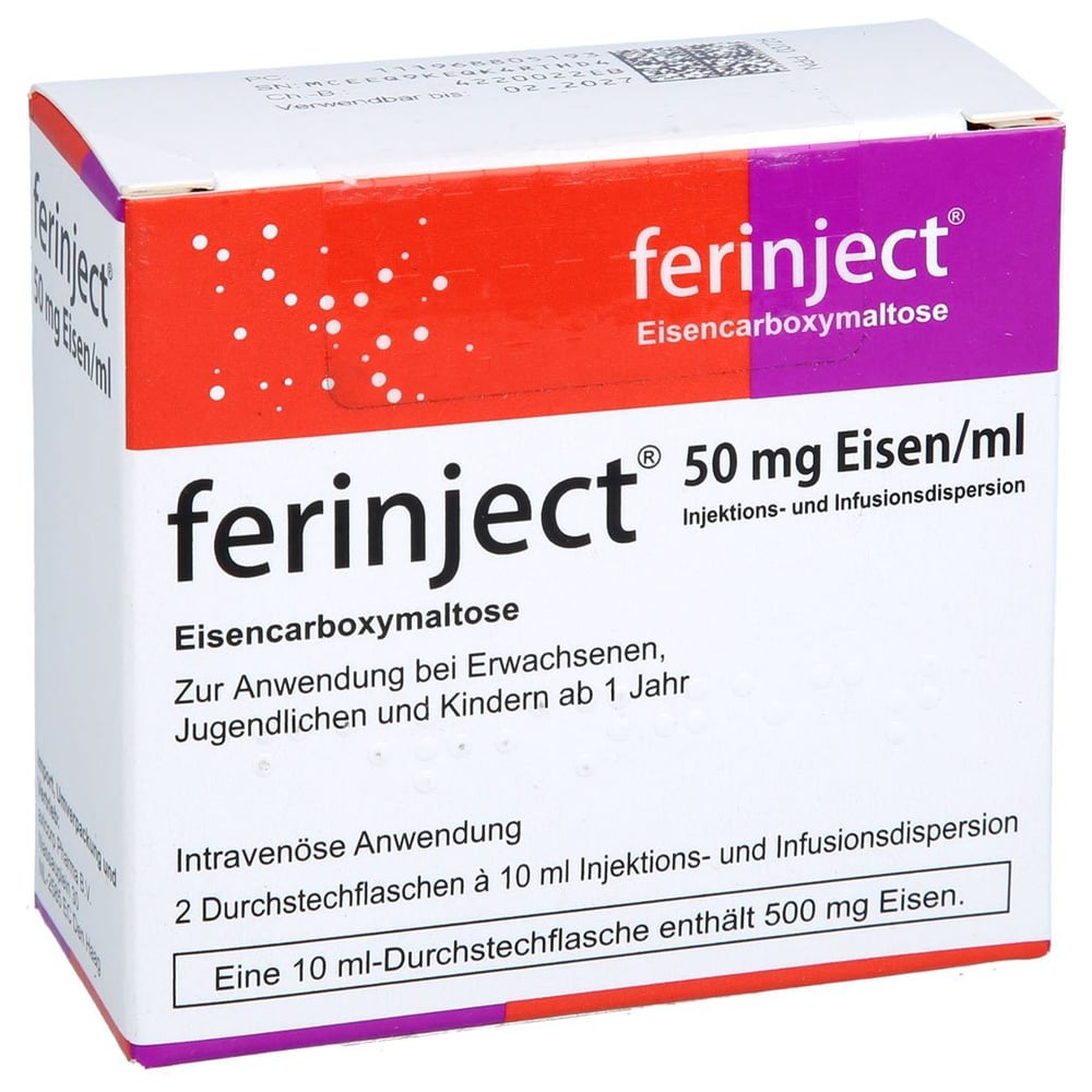 FERINJECT 50 mg Eisen/ml Inj.-/Inf.-Dispers.500mg
