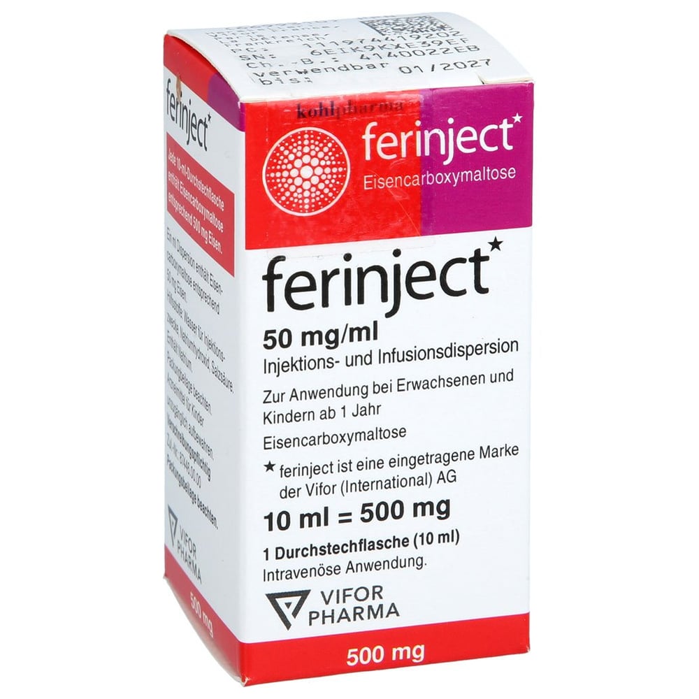FERINJECT 50 mg Eisen/ml Inj.-/Inf.-Dispers.500mg