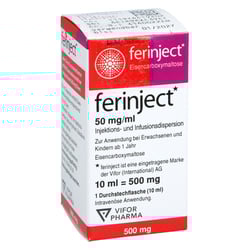 FERINJECT 50 mg Eisen/ml Inj.-/Inf.-Dispers.500mg