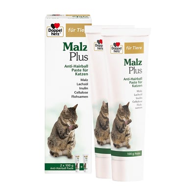 DOPPELHERZ für Tiere Malz Plus Anti-Hairb.Pas.Kat.