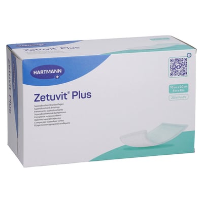 ZETUVIT Plus extrastarke Saugkompr.steril 10x20 cm Kohlpharma