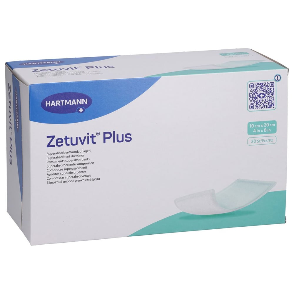 ZETUVIT Plus extrastarke Saugkompr.steril 10x20 cm 1001 Artikel Medical