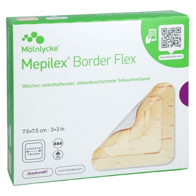 Mepilex Border Flex Schaumverband haftend 7,5x7,5 cm Tovalcare
