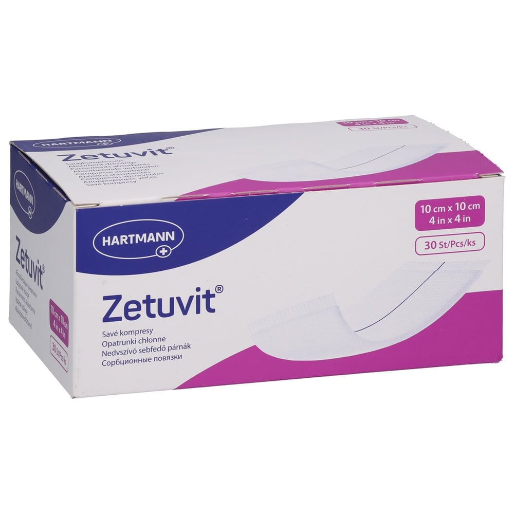 ZETUVIT Saugkompressen unsteril 10x10 cm