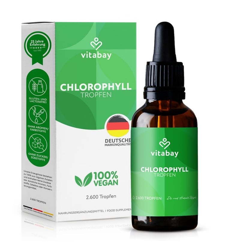 CHLOROPHYLL aus Alfalfa und Chlorella vegan Tropf.