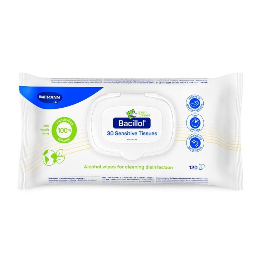 BACILLOL 30 Sensitive Green Tiss.17x20cm Small-Pa.