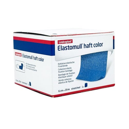 Elastomull haft color 6 cmx20 m Fixierbinde blau Adequapharm Produktbild 1