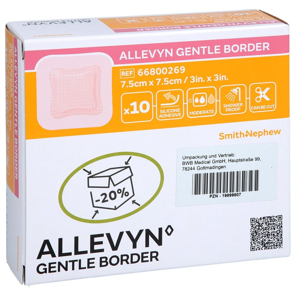 ALLEVYN Gentle Border 7,5x7,5 cm Schaumverb.