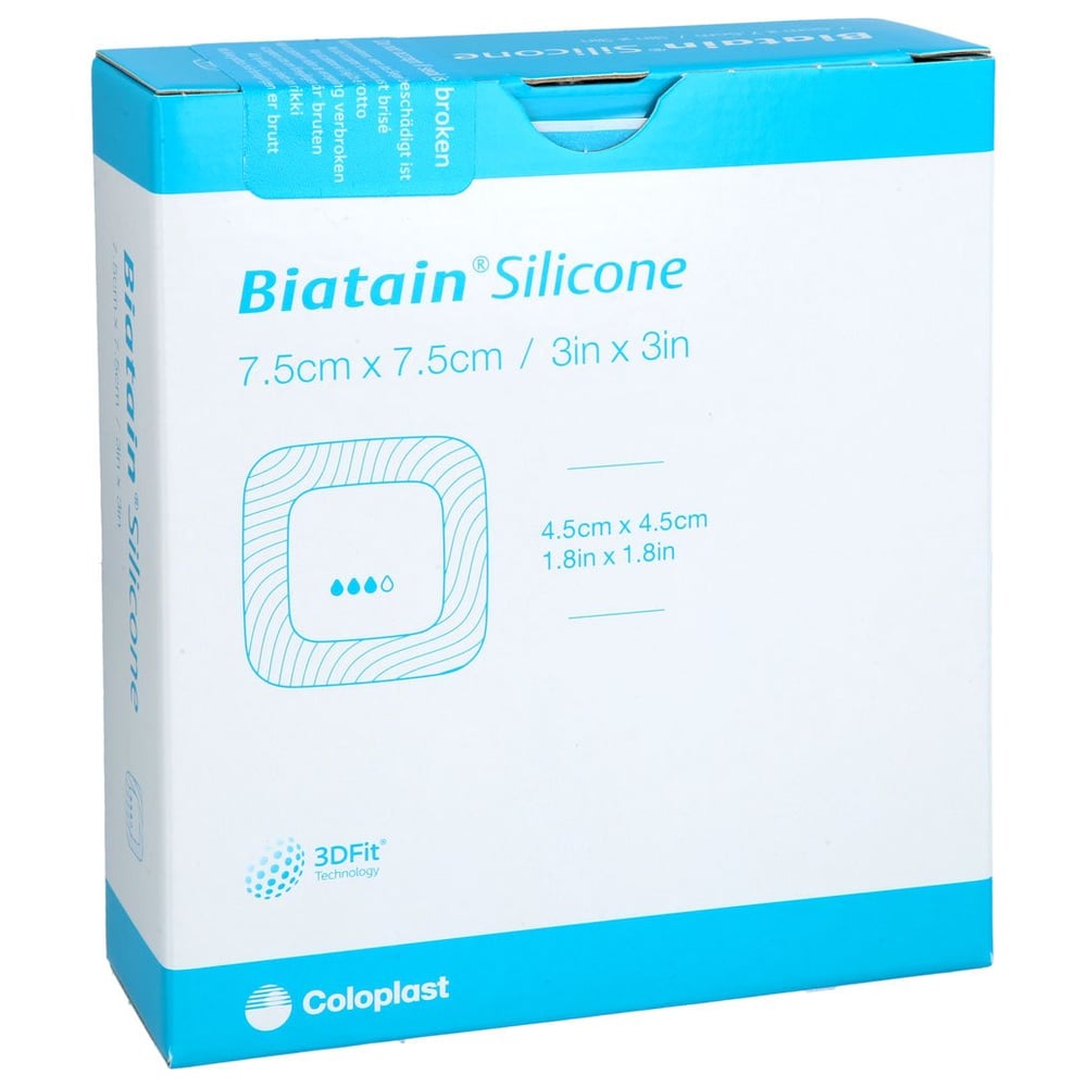 BIATAIN Silicone Schaumverband 7,5x7,5 cm