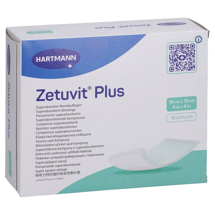 ZETUVIT Plus extrastarke Saugkompr.steril 10x10 cm