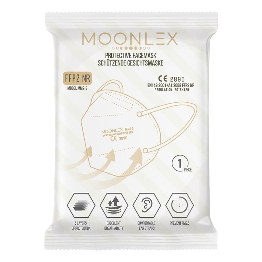 MOONLEX FFP2 Maske CE2890 5lagig einzeln foliert