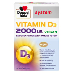DOPPELHERZ Vitamin D3 2000 I.E. vegan system Tabl.
