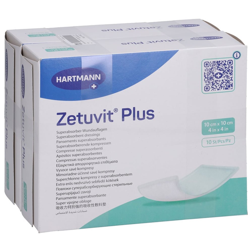 ZETUVIT Plus extrastarke Saugkompr.steril 10x10 cm