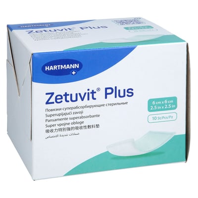 ZETUVIT Plus extrastarke Saugkompr.steril 6x6 cm Produktbild 1