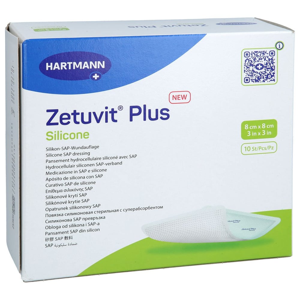 ZETUVIT Plus Silicone steril 8x8 cm