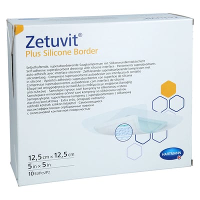 ZETUVIT Plus Silicone Border steril 12,5x12,5 cm