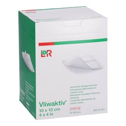 VLIWAKTIV Aktivkohle-Saugkomp.steril 10x10 cm