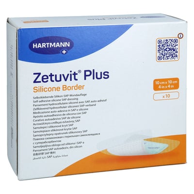 ZETUVIT Plus Silicone Border steril 10x10 cm Produktbild 1
