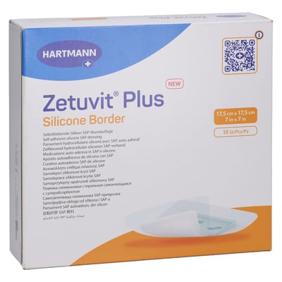 ZETUVIT Plus Silicone Border steril 17,5x17,5 cm