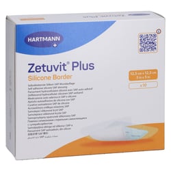 ZETUVIT Plus Silicone Border steril 12,5x12,5 cm