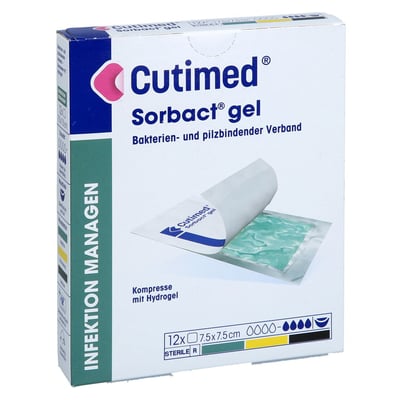 CUTIMED Sorbact Gel Kompressen 7,5x7,5 cm Produktbild 1