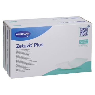 ZETUVIT Plus extrastarke Saugkompr.steril 10x20 cm