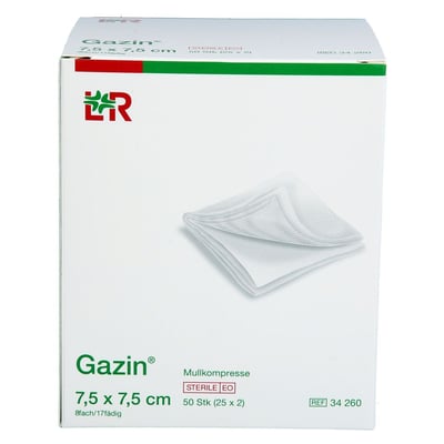 GAZIN Mullkomp.7,5x7,5 cm steril 8fach