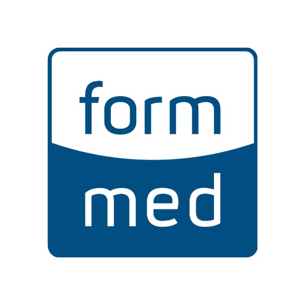 FormMed Logo in blau und weiß.